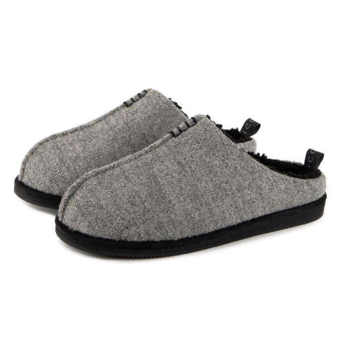 Isotoner® Mens Icons Felted Centre Seam Mule With Warm Lining Grey Extra Image 1